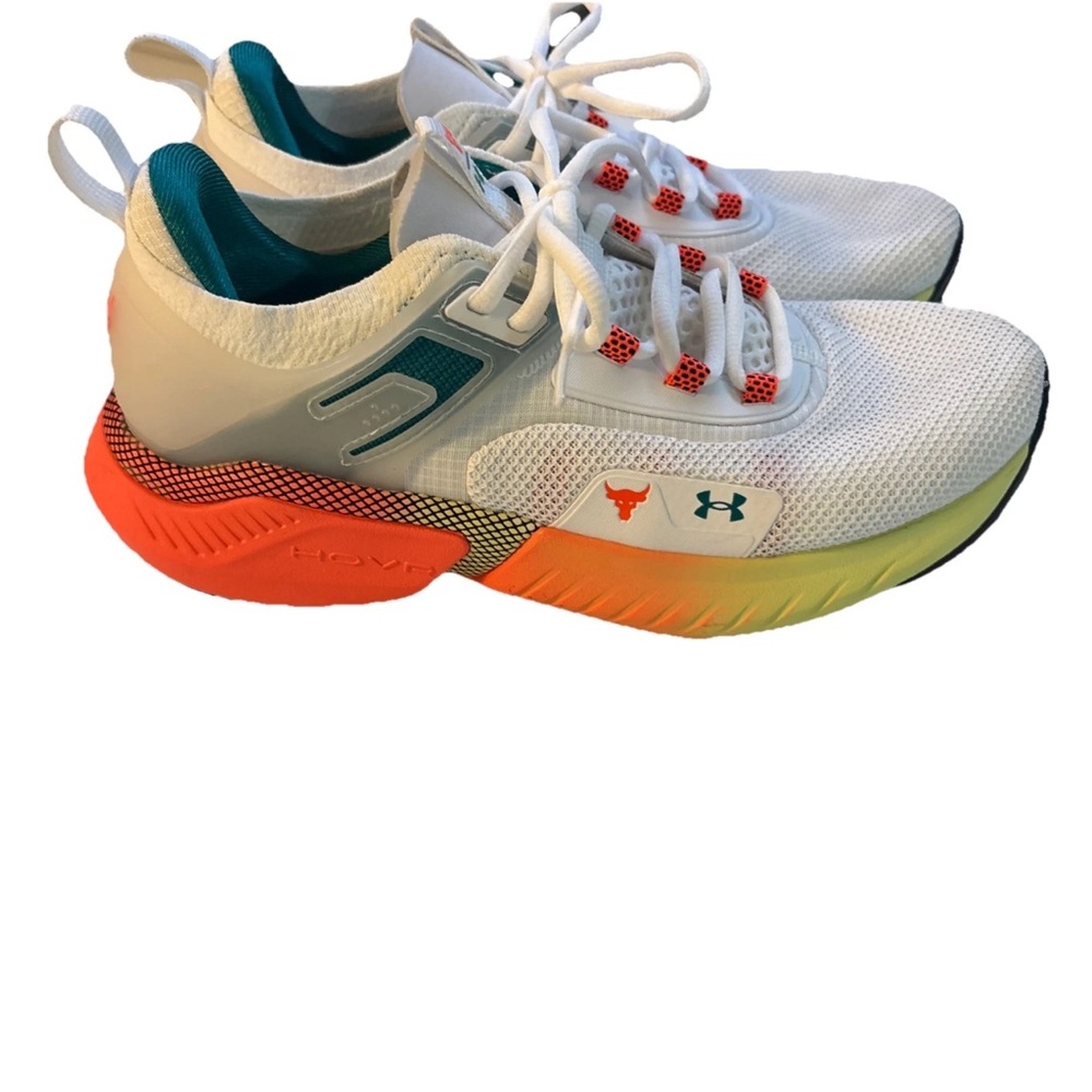 Under Armour White Teal Coral Gradient Athletic Shoes